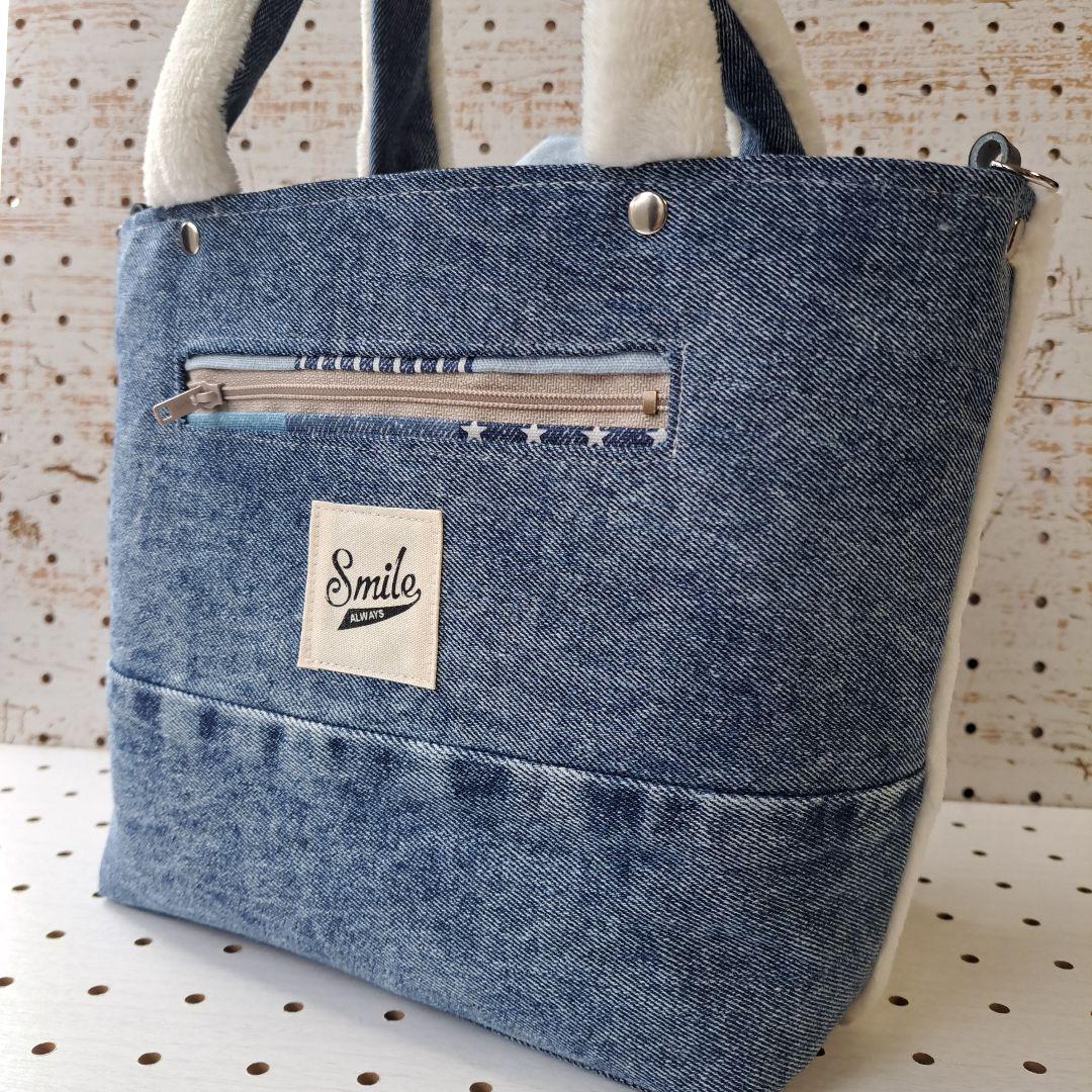 ゆ*ら様 コヤンイサムチョン　オッドアイねこちゃん　デニムリメイクトートバッグ
