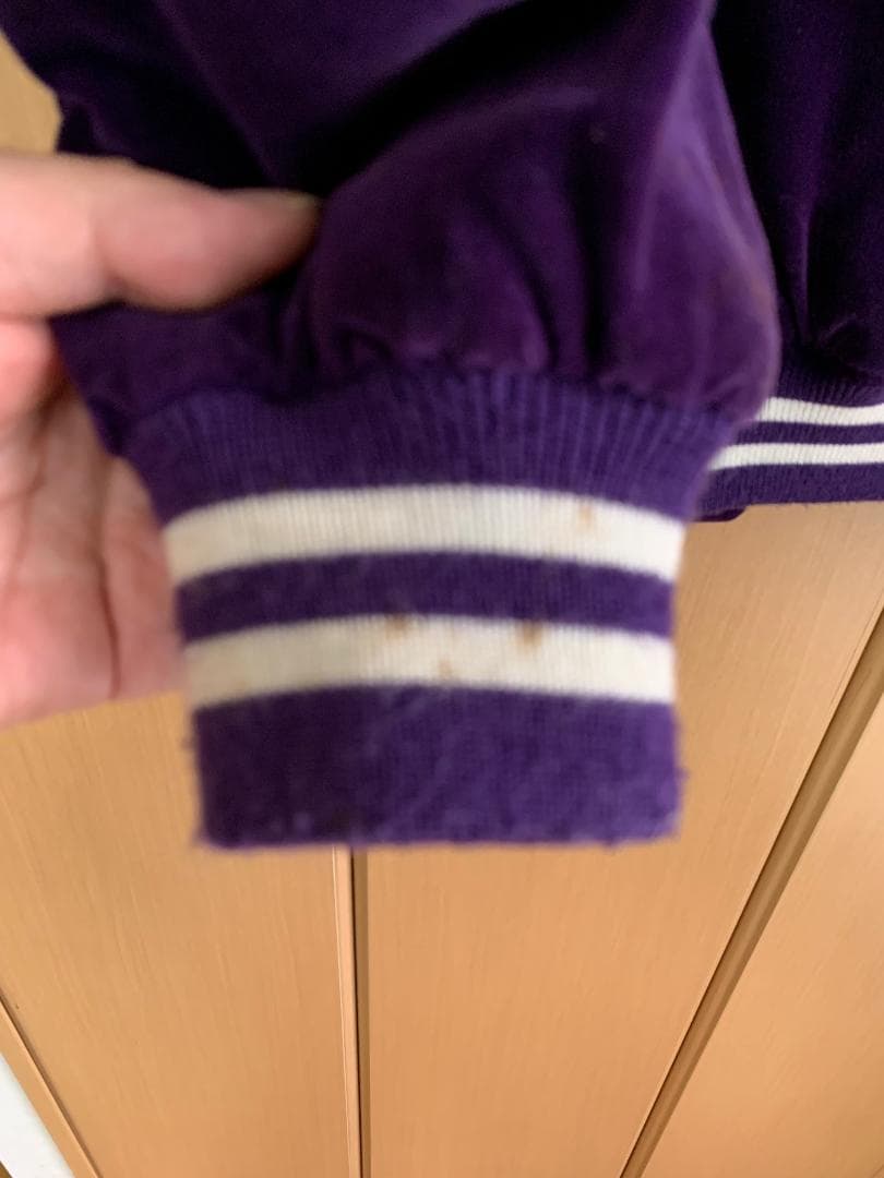 スカジャン日本製　紫ベロア生地　白鷹＆薔薇＆龍の刺繍　サイズ：フリー