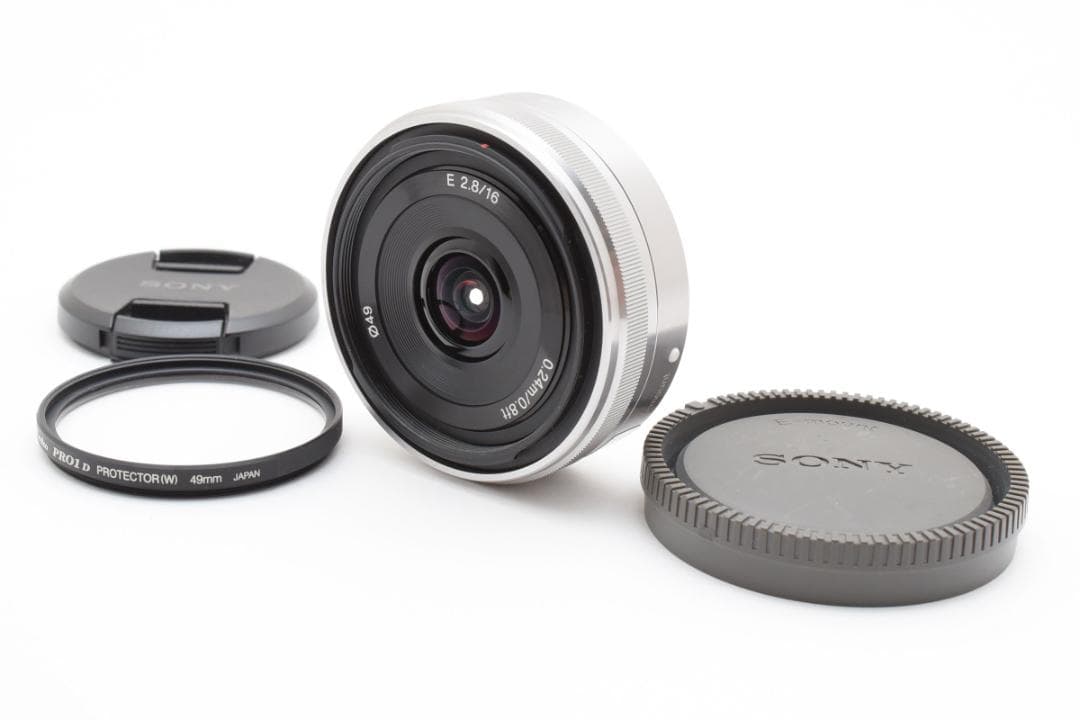 超美品 SONY E 16mm F2.8 SEL16F28 シルバー M504