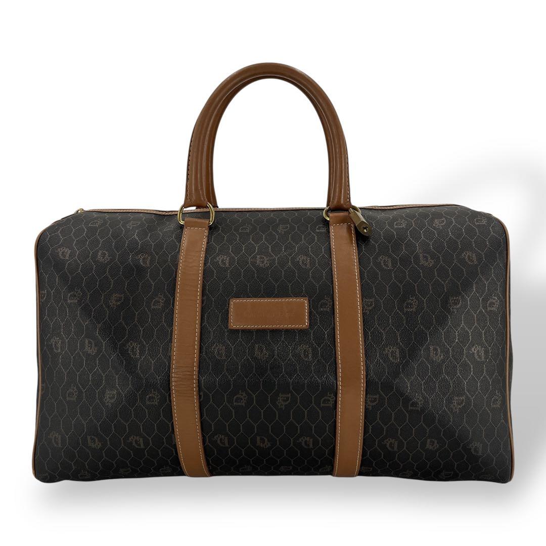 オールド　ディオール　ハニカム　ボストンバッグ　PVCレザー　旅行バッグ　革ロゴ