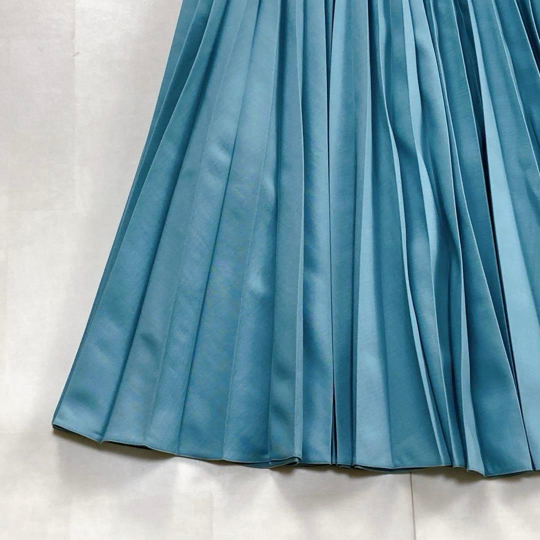 極美品 現行タグ FENDI モヘア プリーツスカート ロング ターコイズブルー