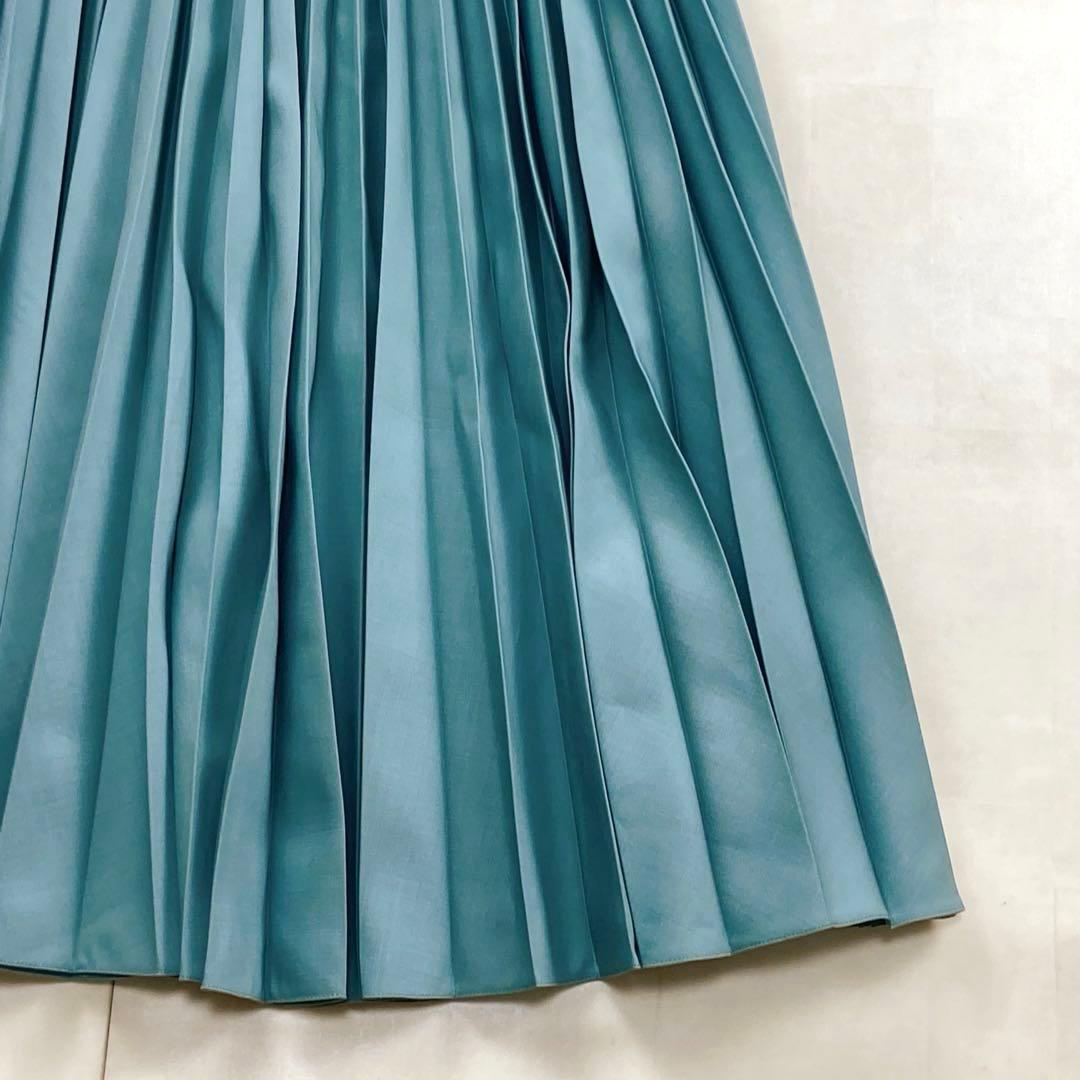 極美品 現行タグ FENDI モヘア プリーツスカート ロング ターコイズブルー