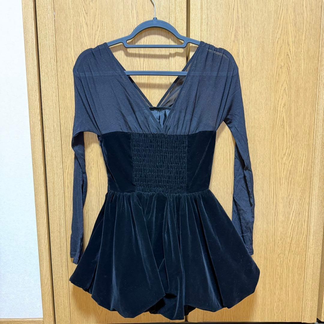 ◎即購入　polaura ベロアビスチェバルーントップス　ブラック