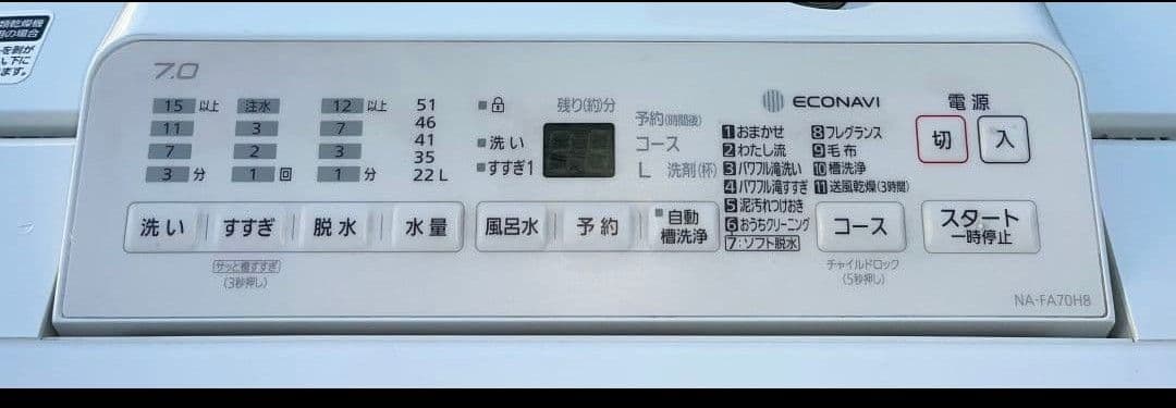パナソニック洗濯機 7kg 泡洗浄　楽ポイフィルター風乾燥機能付き　2021年製