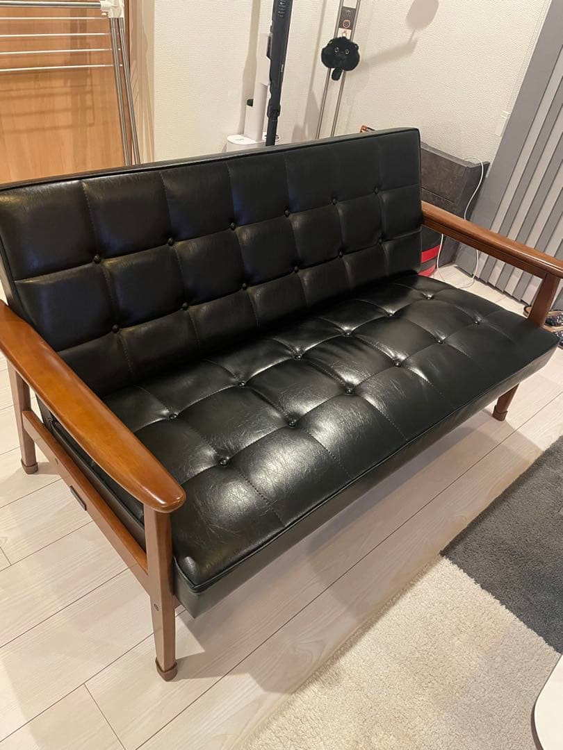 【てんてん】カリモク60 Kチェア ブラック 2シーター