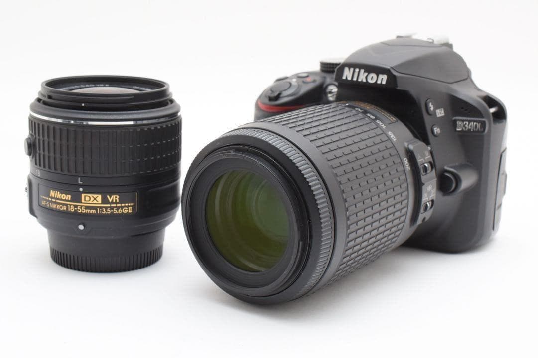 【美品】 ニコン Nikon D3400 ダブルズームセット一眼レフカメラ