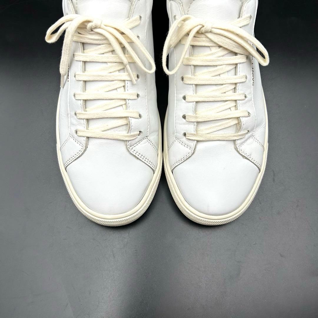 【美品】サンローラン ローカットスニーカー ロゴ メンズ レザー 白 27.5