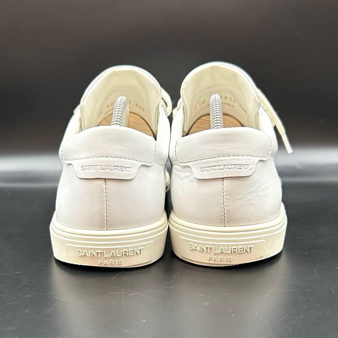 【美品】サンローラン ローカットスニーカー ロゴ メンズ レザー 白 27.5