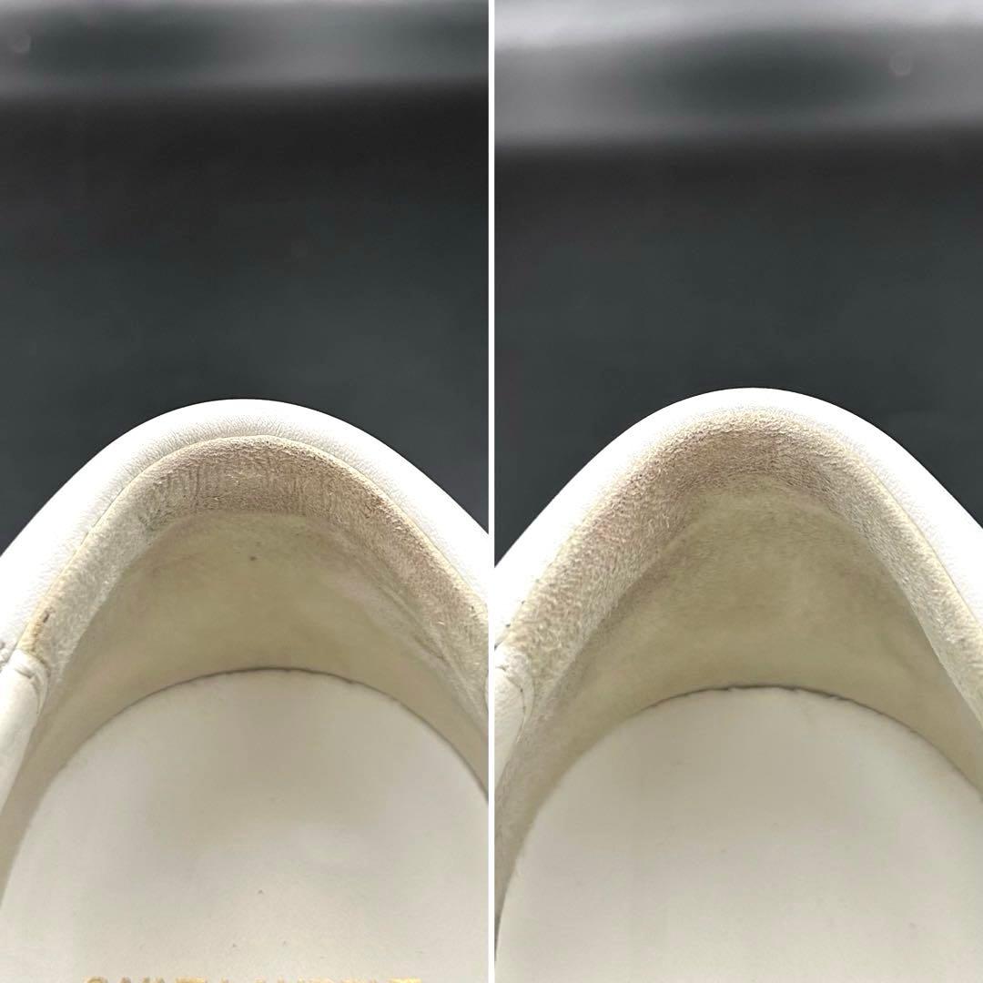 【美品】サンローラン ローカットスニーカー ロゴ メンズ レザー 白 27.5