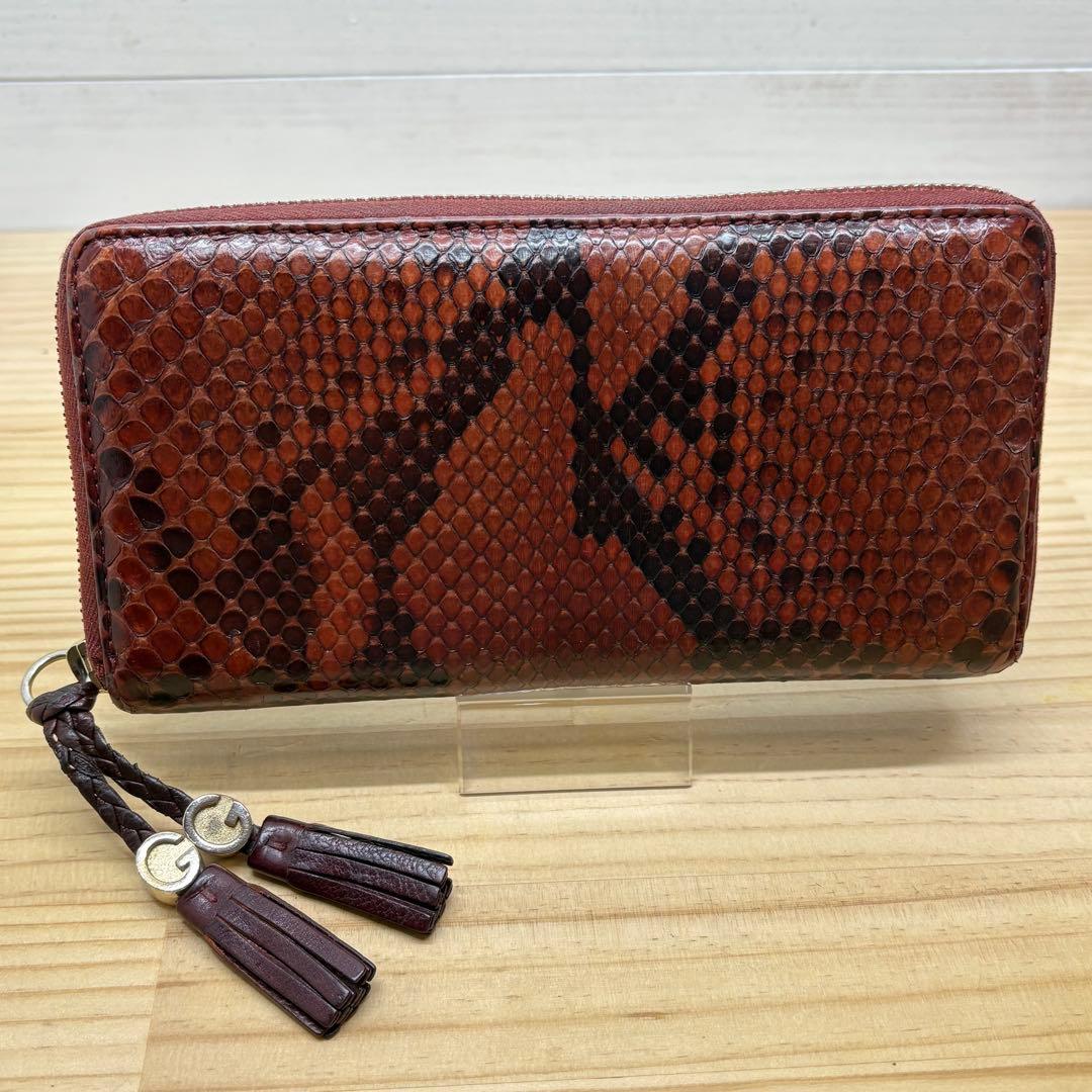 GUCCI グッチ　長財布　ラウンドファスナー　パイソン