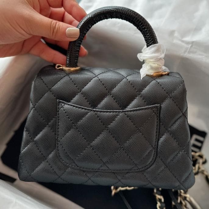 coco handle 19 ブラック キルティング バッグ