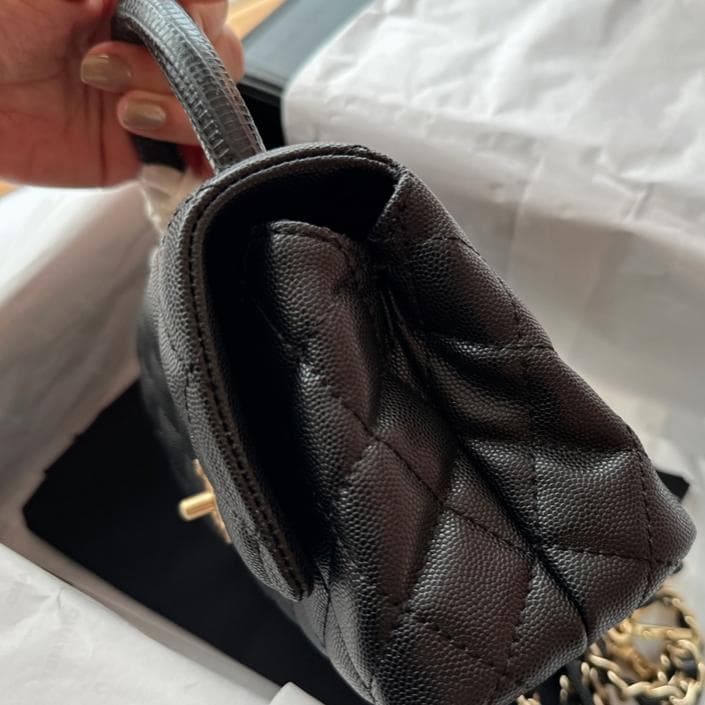 coco handle 19 ブラック キルティング バッグ