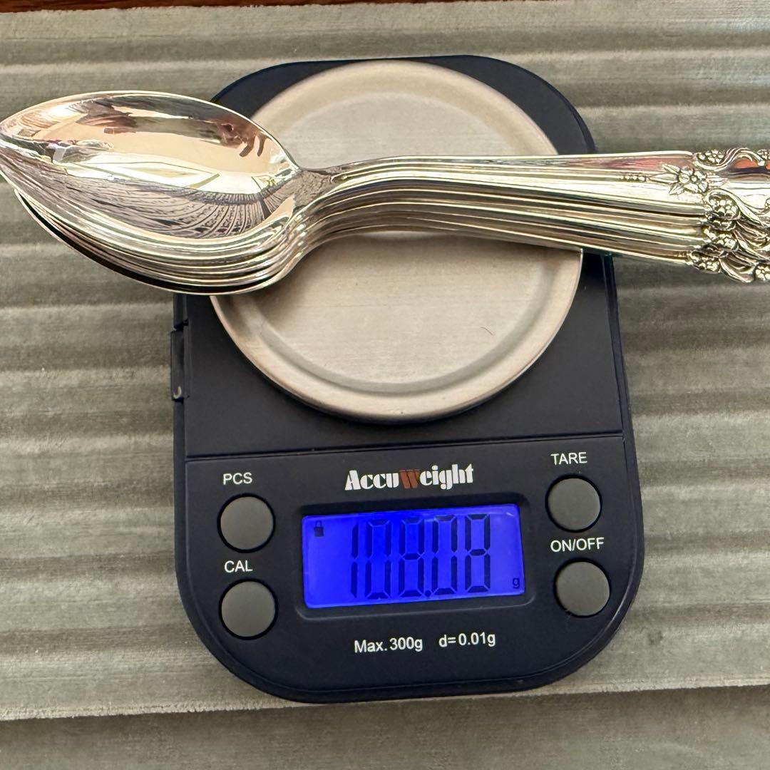 純銀950花柄ティースプーン6本セット　超美品