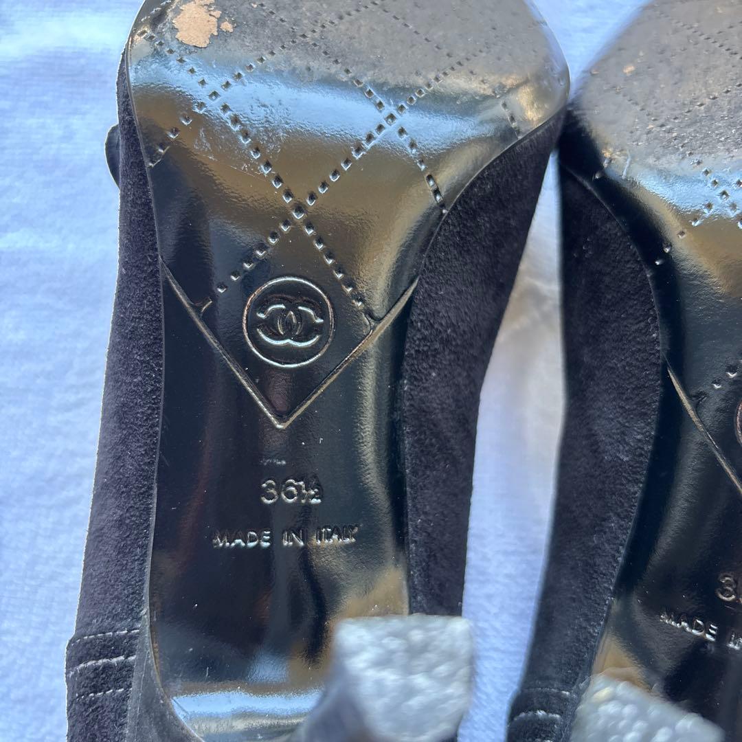 CHANEL シャネル ココマーク パンプス 黒 スエード ピンヒール 36.5