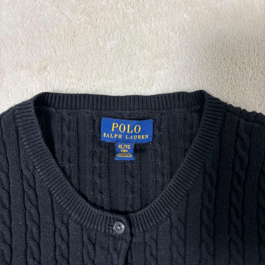 【人気】ポロ ラルフローレン ケーブルニット カーディガン ブラック