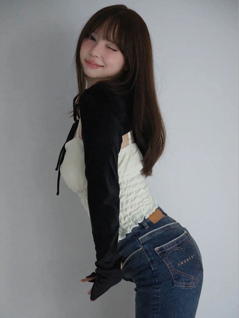 andmary Heart stitch denim Sサイズ