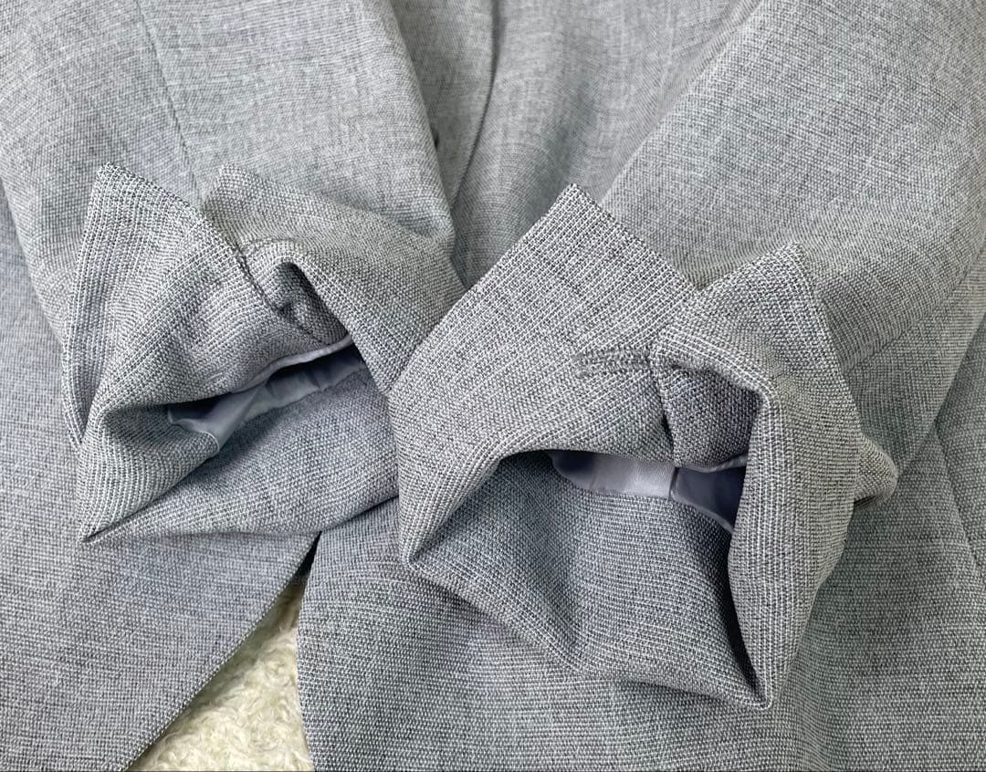 レディース　ノンカラー　ビジネススーツ　セットアップ　パンツ　グレー　15号