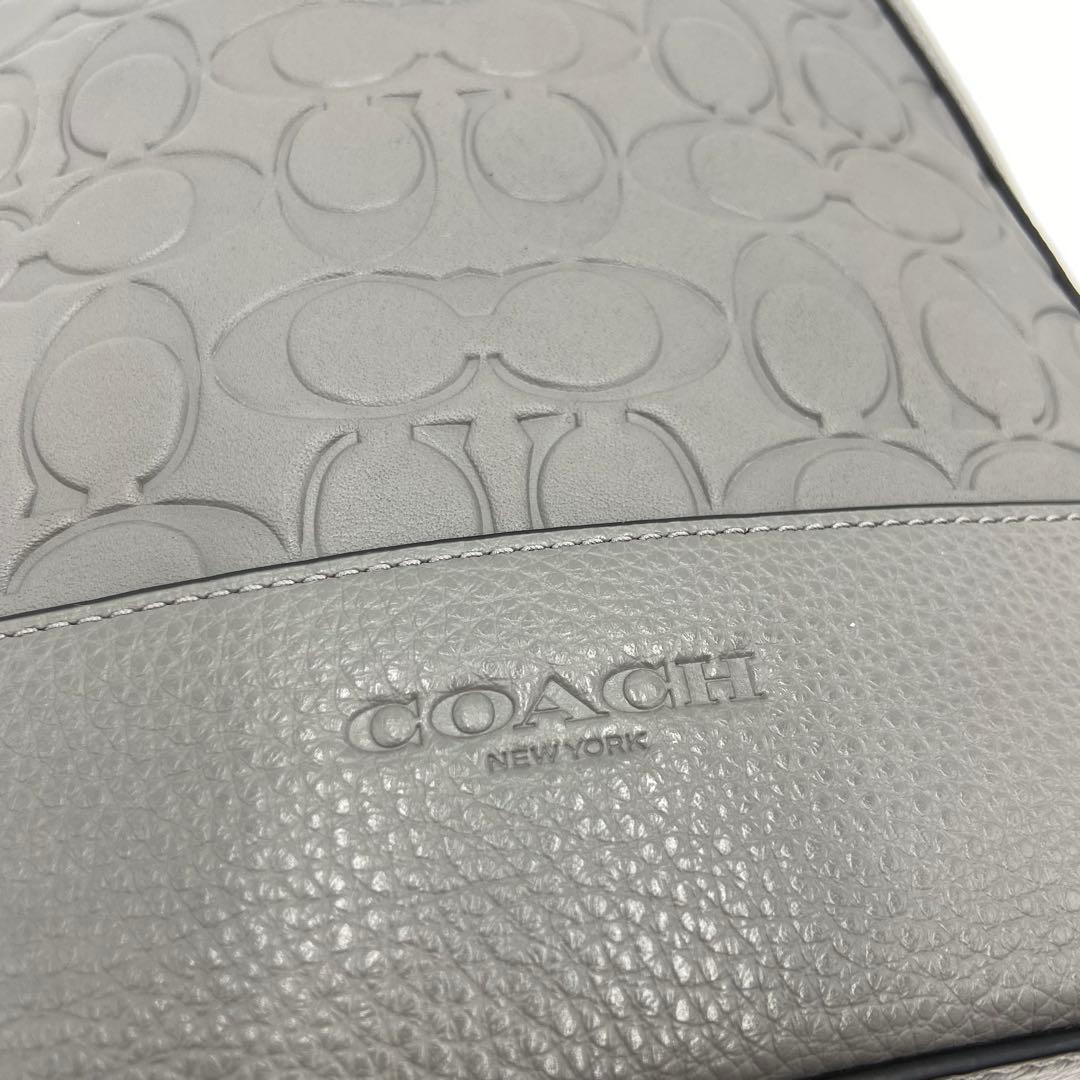 未使用級✨　コーチ ドミニク スリング パック シグネチャー レザー グレー