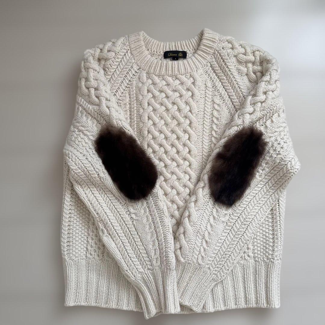 ドゥロワー　ミンクパッチセーター