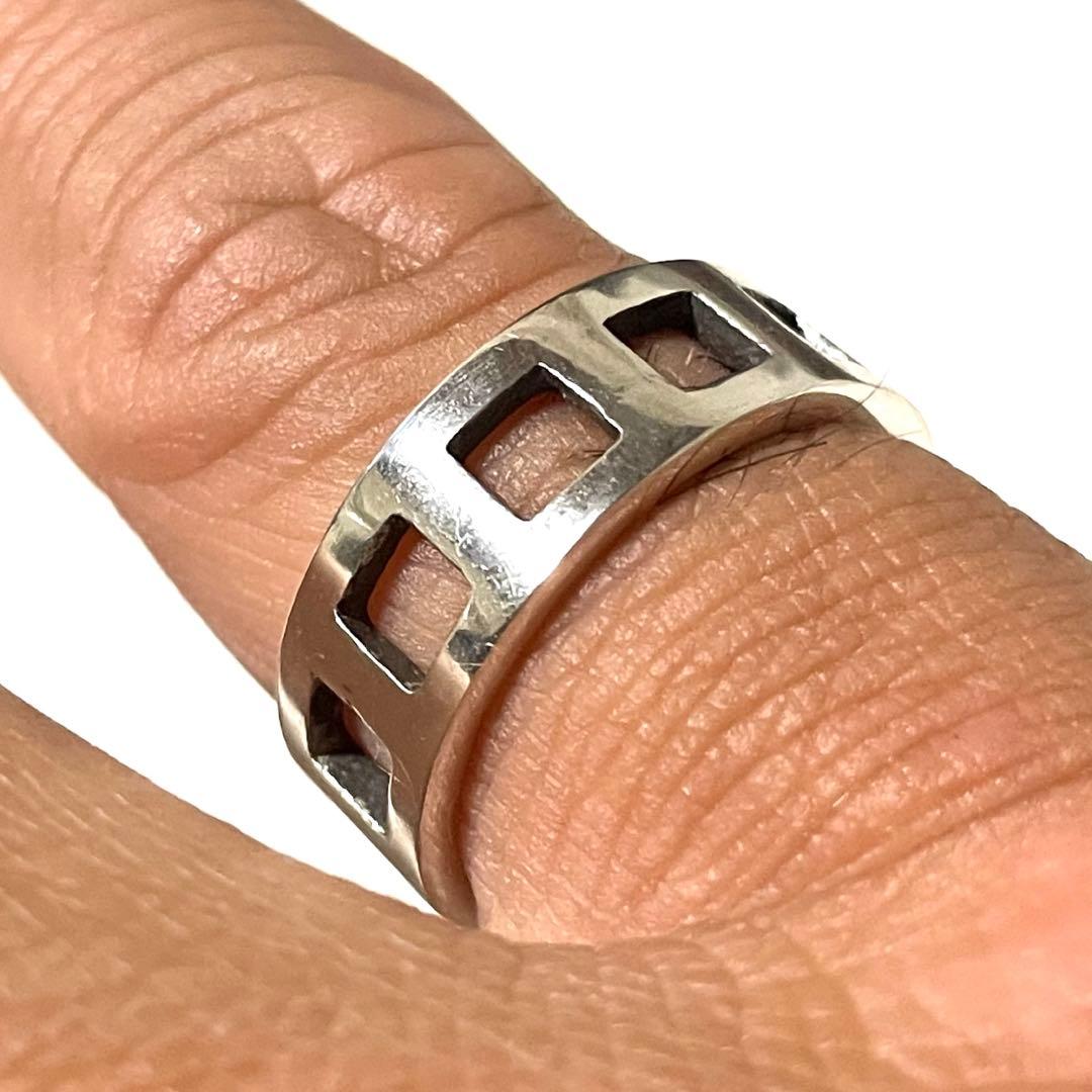 『GUCCI』　指輪 グッチ オープンスクエア シルバーリング 15号