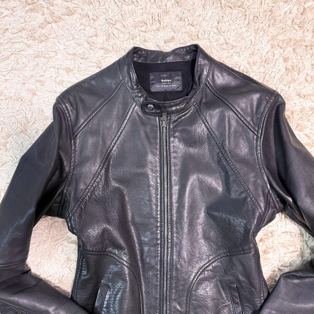 極美品　cathy jane　シングルライダースジャケット　カーフレザー