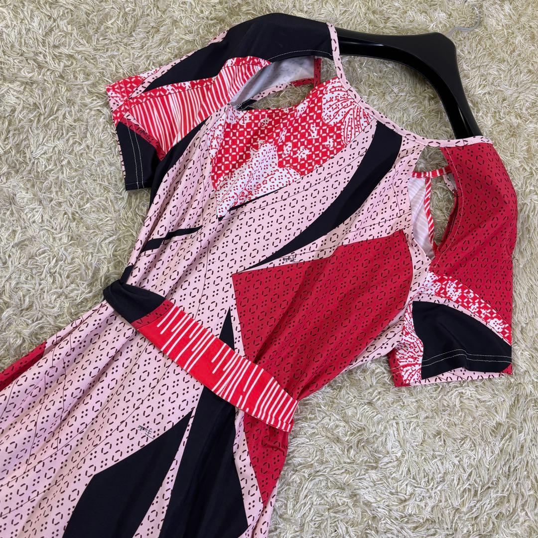 エミリオプッチ　大きいサイズ　プッチ柄　シルク100% 膝丈ワンピース　半袖