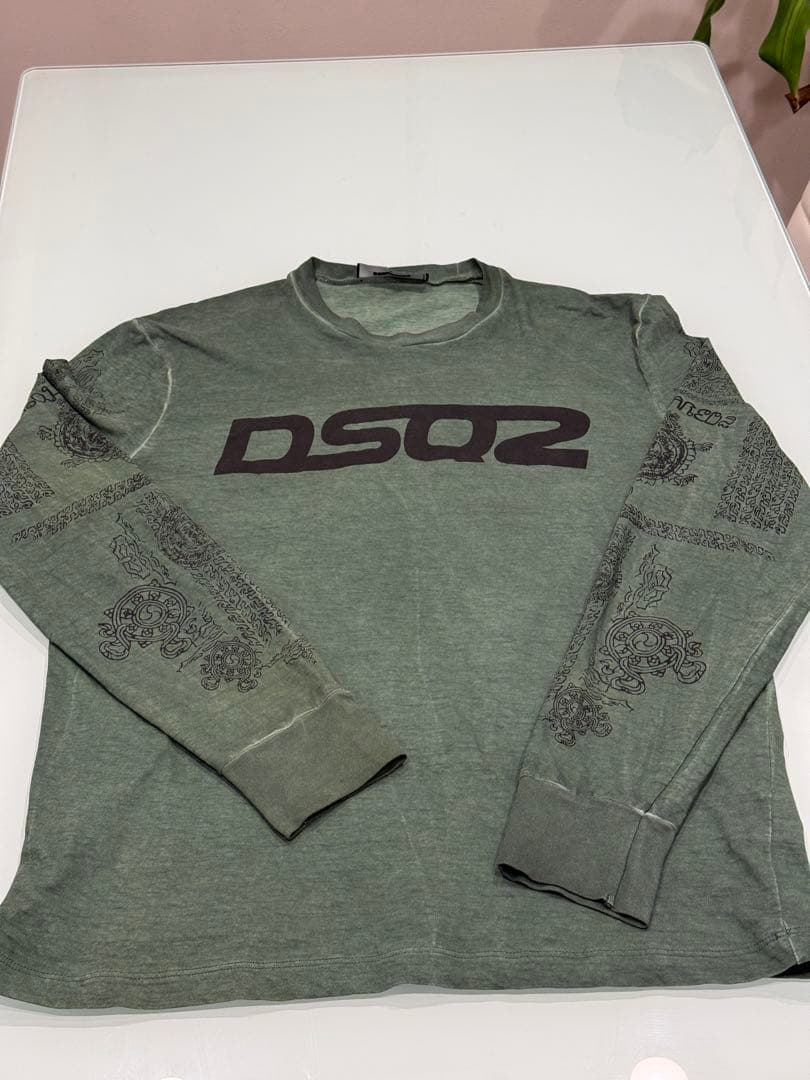 ディースクエアード DSQUARED2クルーネック 長袖Ｔシャツ ダークグリーン