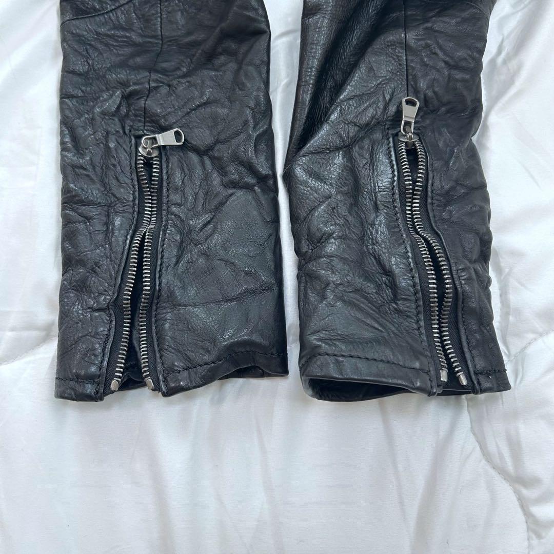 junhashimoto シワ加工 シングルライダース レザージャケット 黒