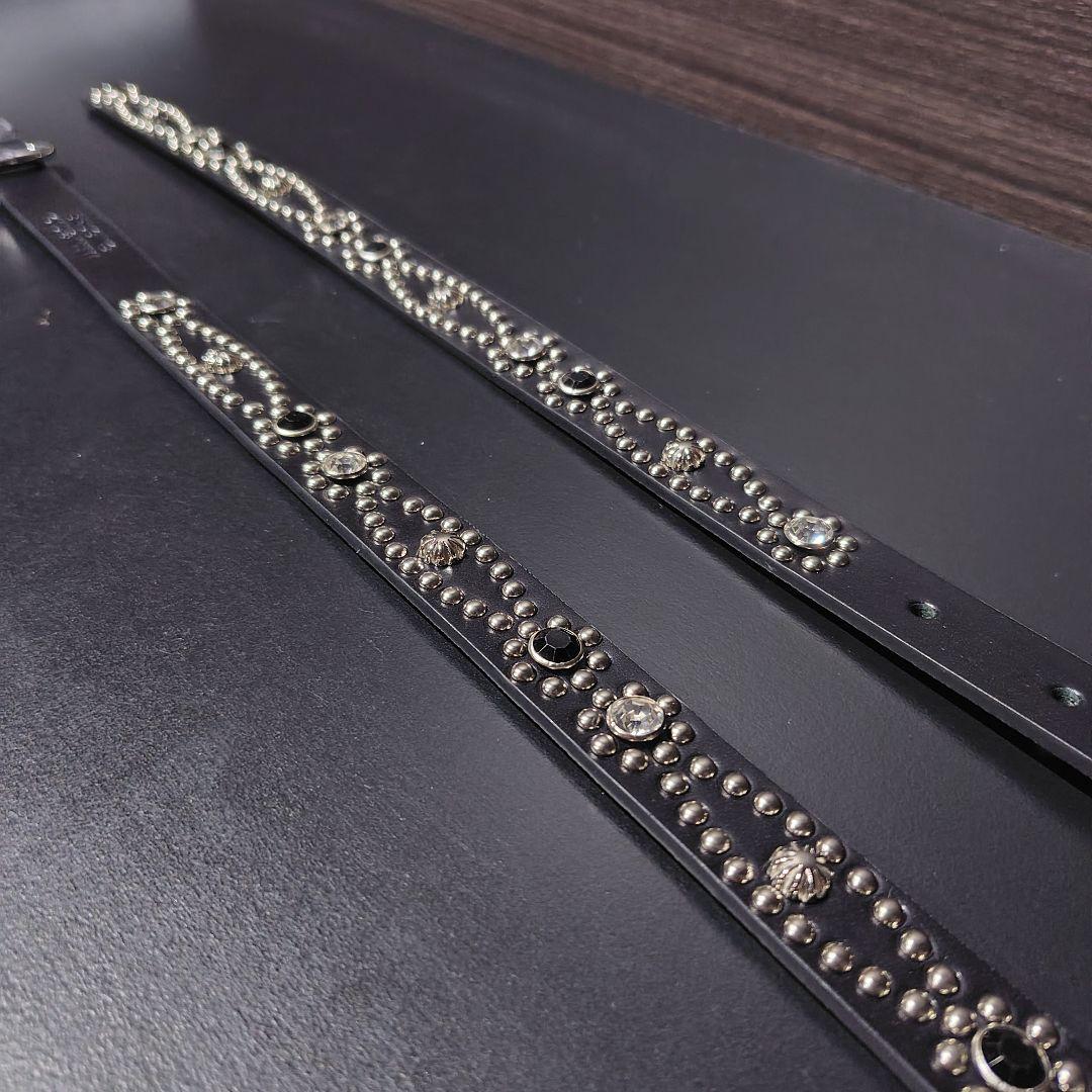 クロス銀■本革レザーフルスタッズナローベルト☆925アメカジヴィンテージシルバー