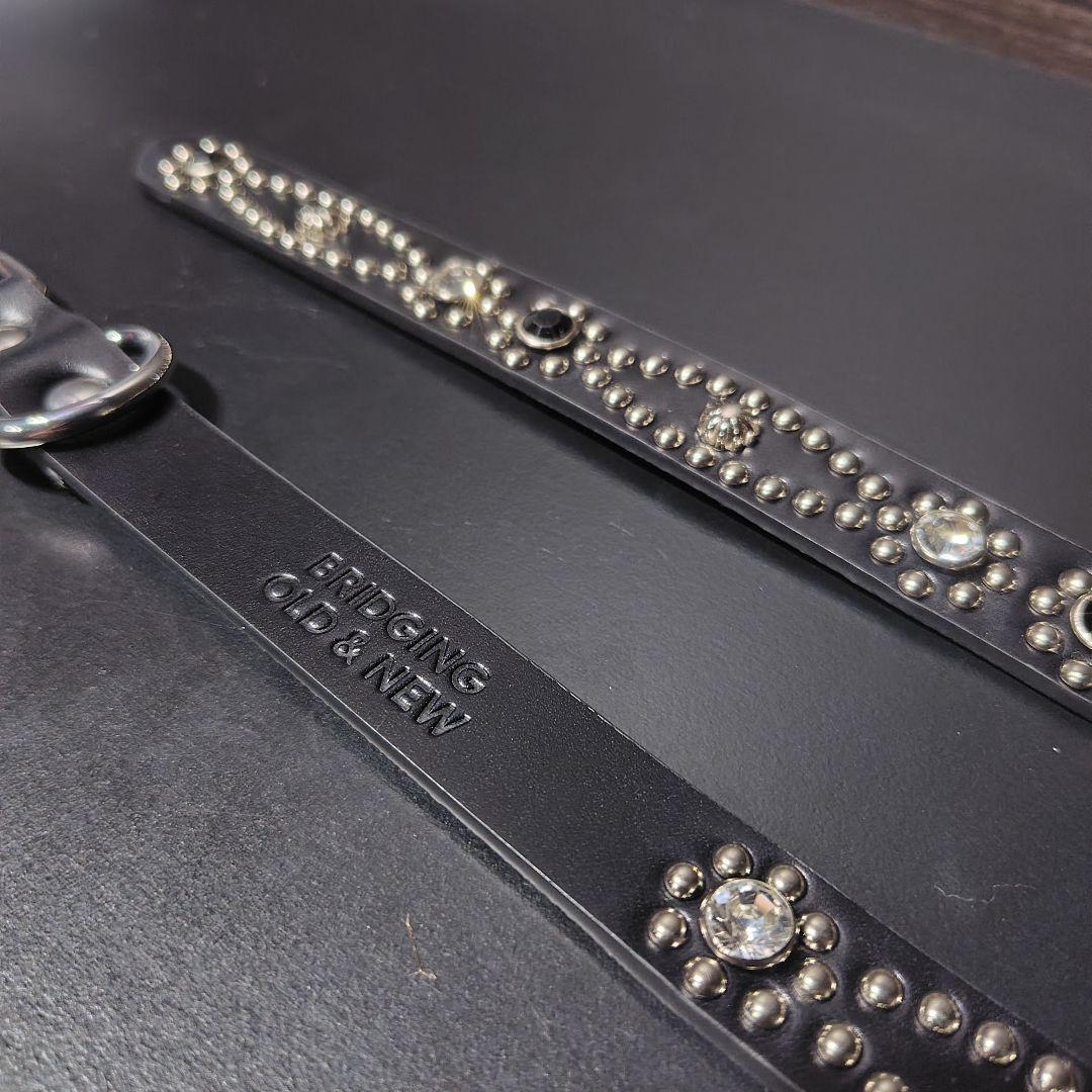 クロス銀■本革レザーフルスタッズナローベルト☆925アメカジヴィンテージシルバー