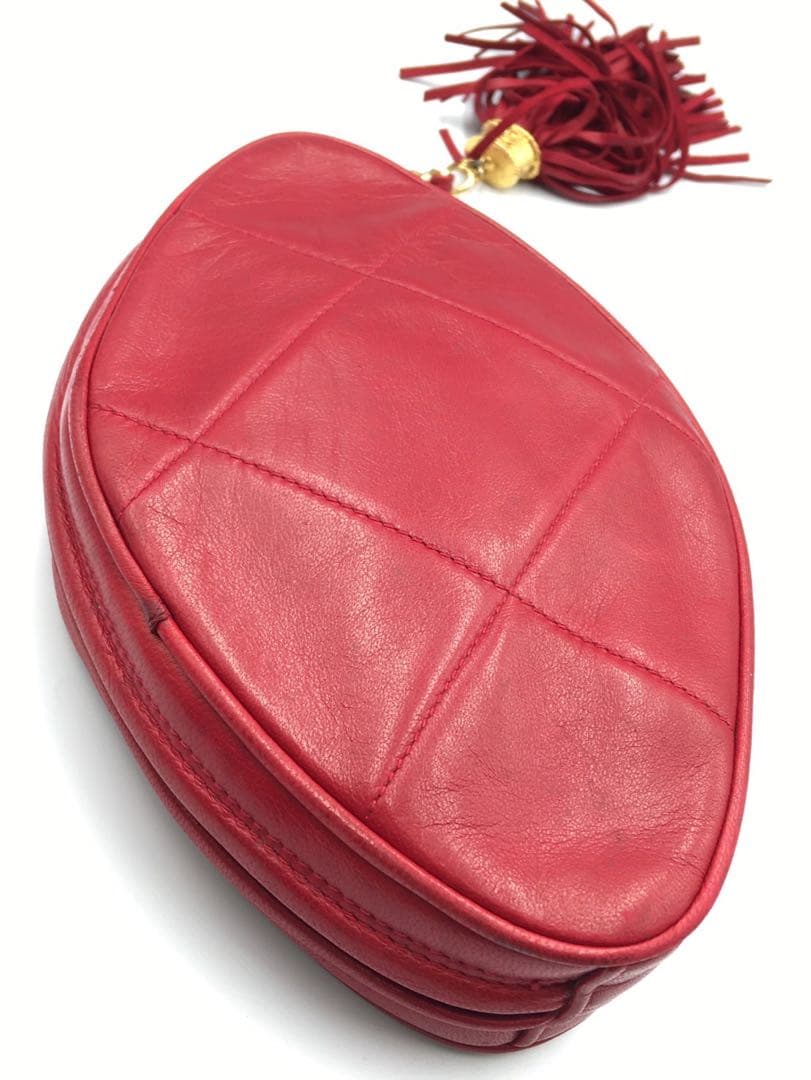 シャネル　ラムスキン　ポーチ　フリンジ