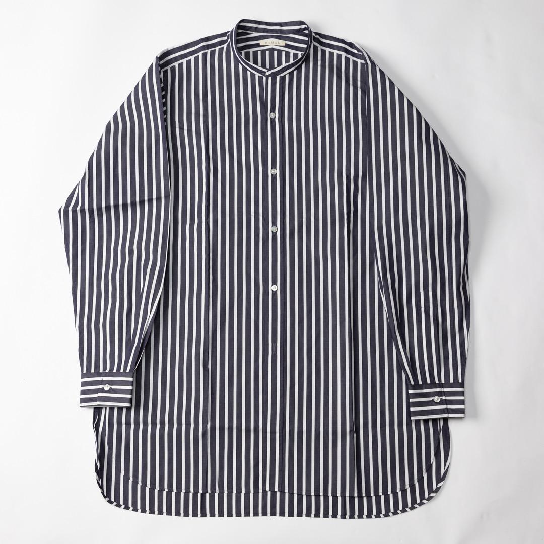 トップス HEUGN Stripe Rod Band Collar Shirt size2