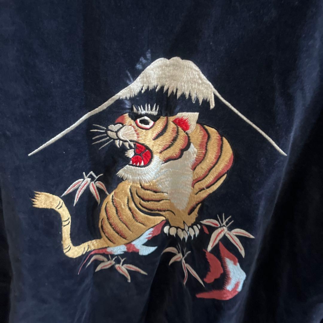 最終　空(ku USA) スカジャンネイビー✖️レッドリバーシブル　ベロア