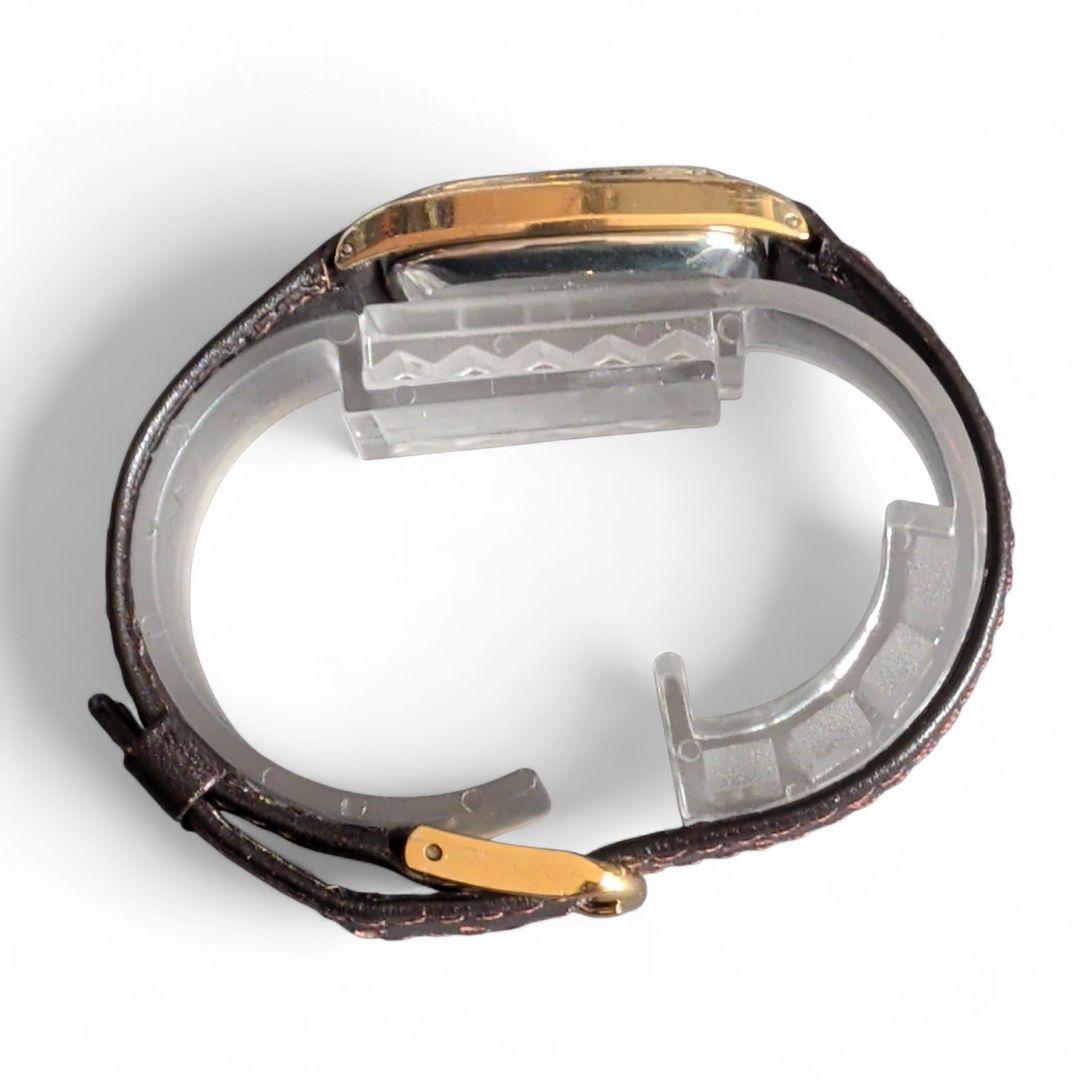 【稼働品・電池交換済】セイコー シャリオ レクタンギュラー 金ベゼル