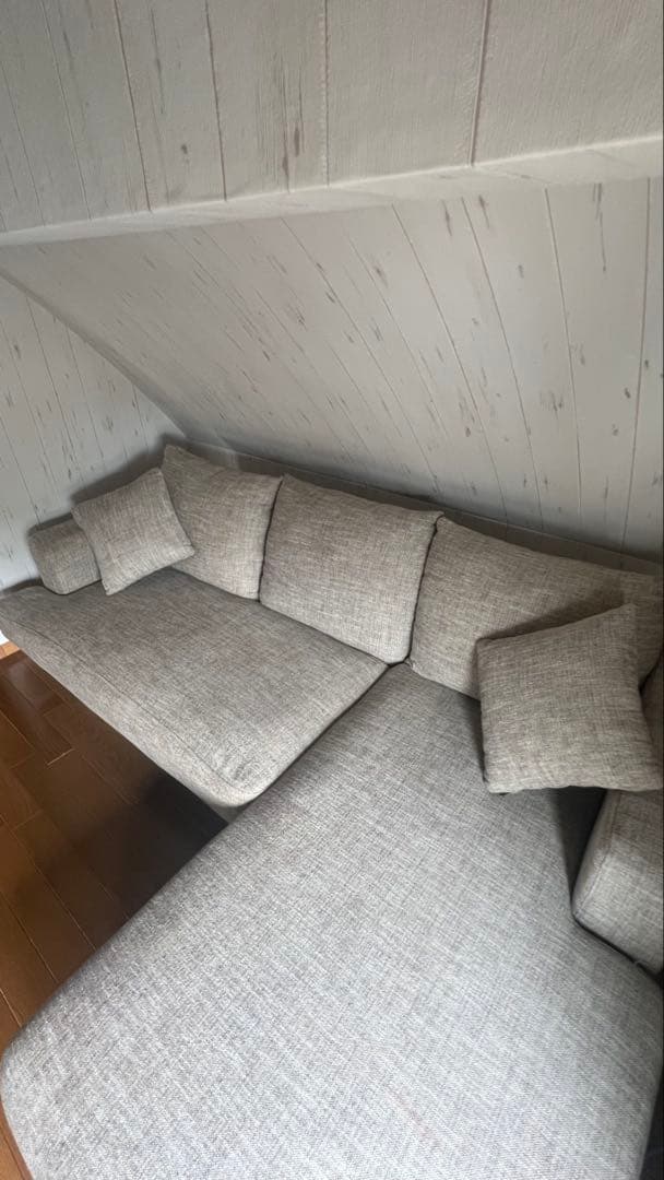 【最安値】LOWYA ロウヤ　3人掛け カウチソファ ベージュ/ファブリック