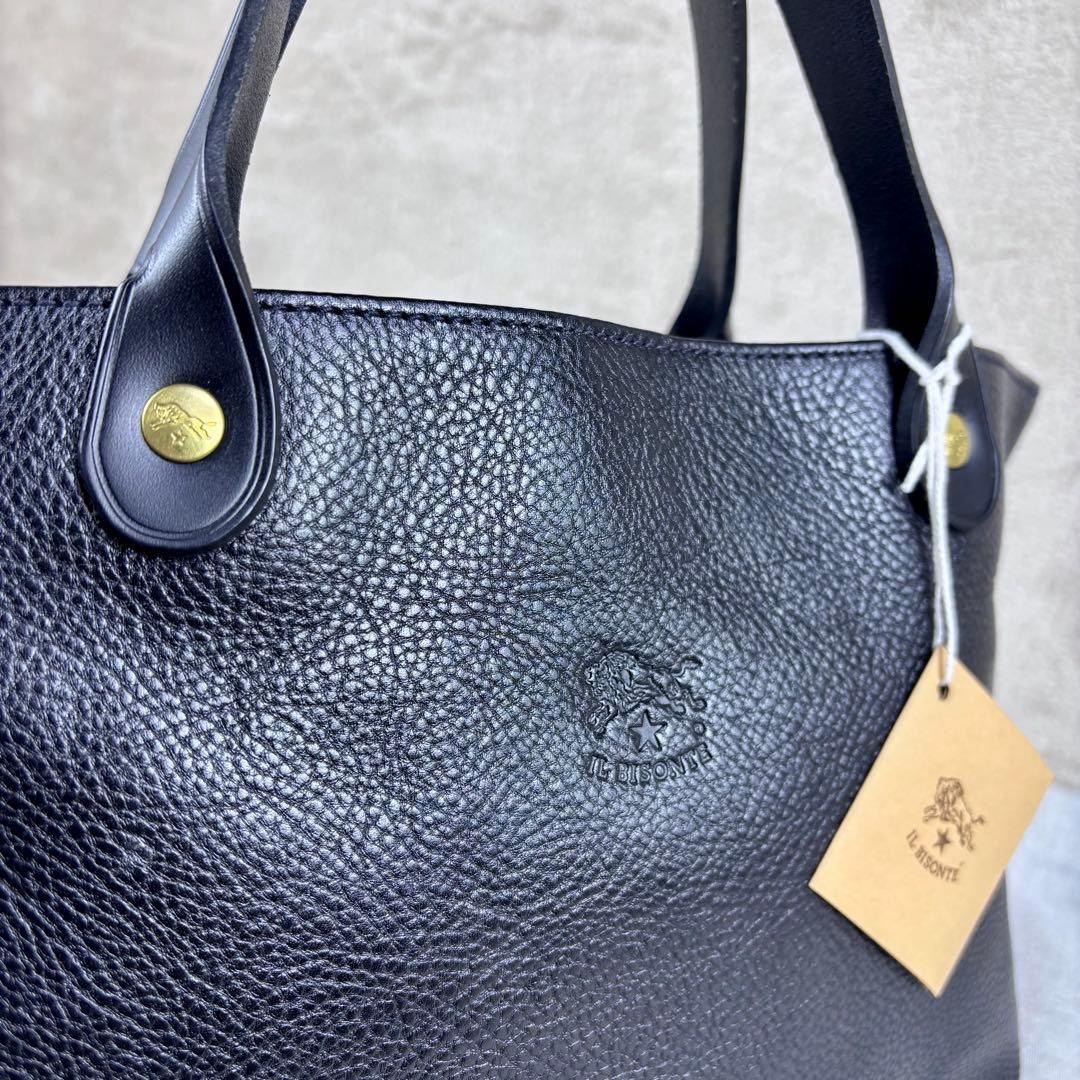 未使用級　IL BISONTE トートバッグ　現行モデル　トートバッグ　ブラック