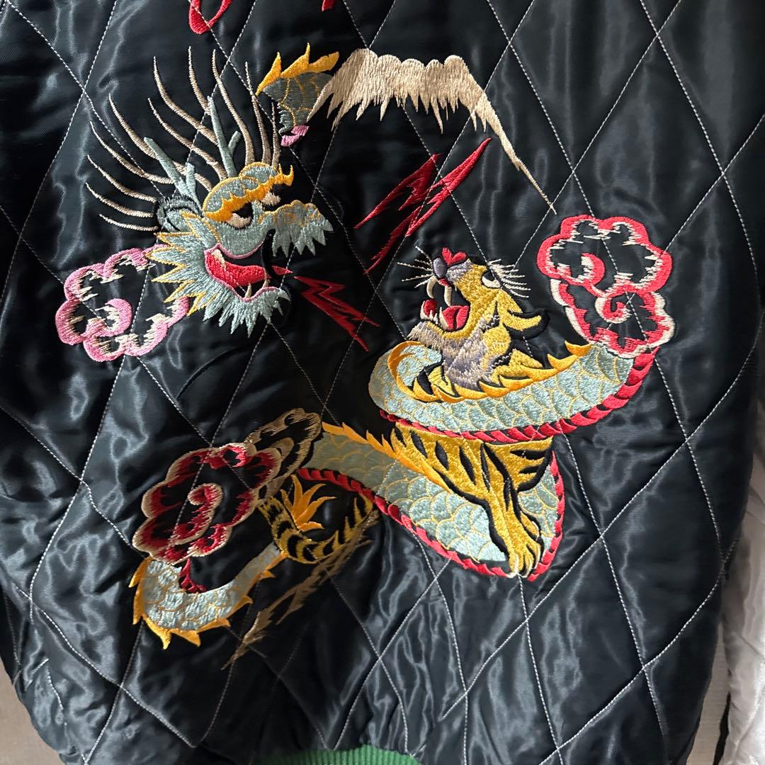 テーラー東洋50sスカル蛇刺繍 別珍　黒 スカジャン　レア　希少サイズ