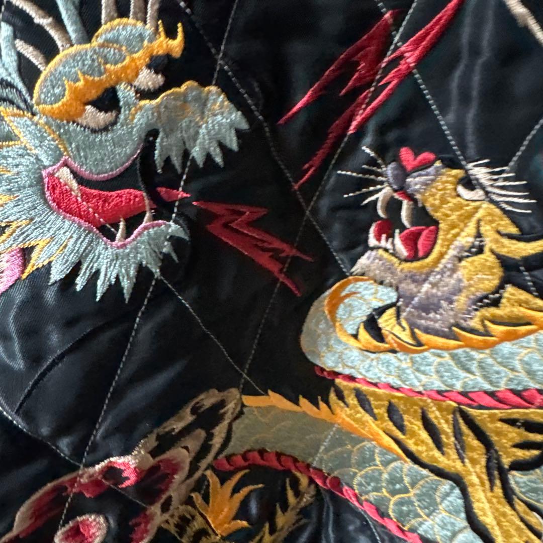 テーラー東洋50sスカル蛇刺繍 別珍　黒 スカジャン　レア　希少サイズ