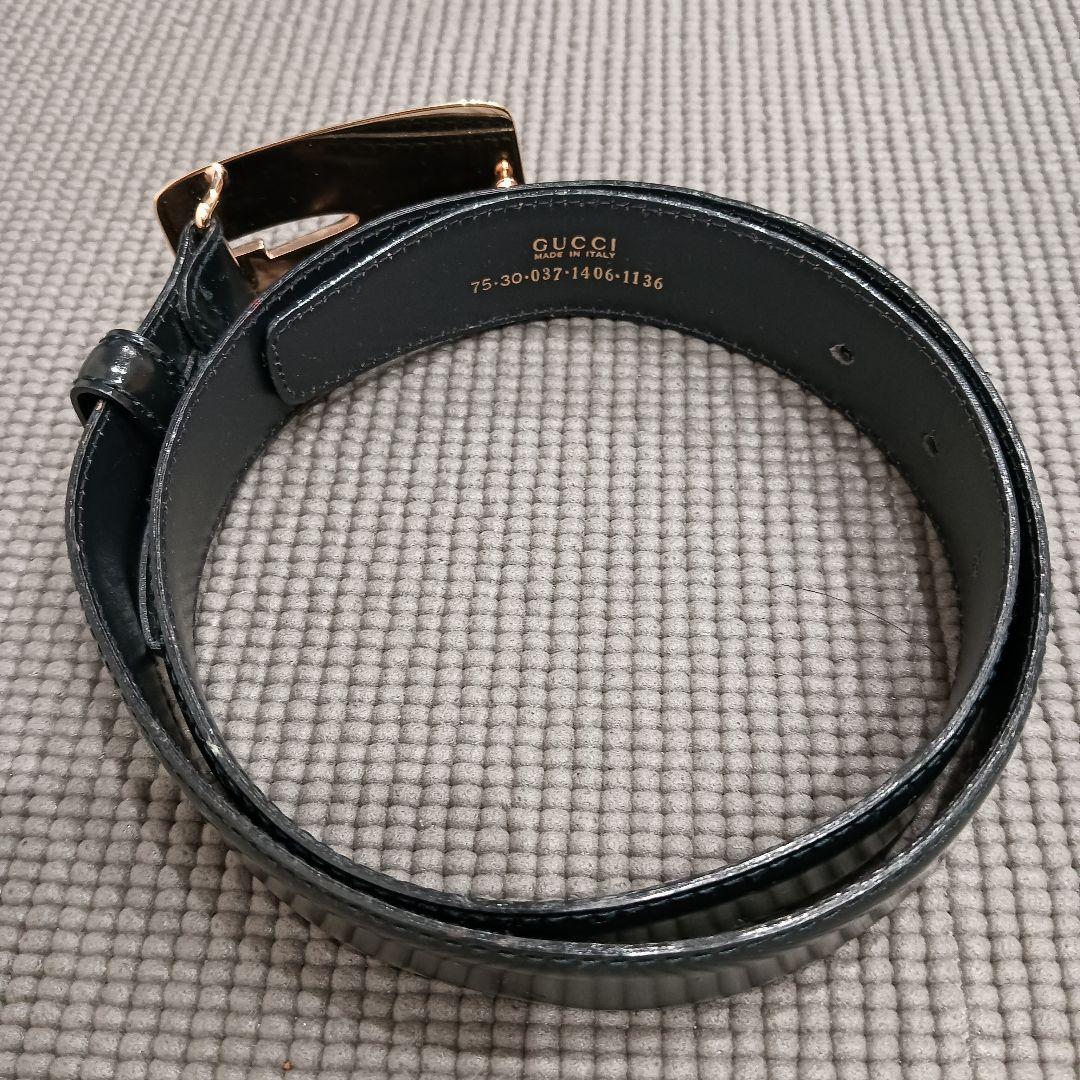 GUCCI 黒 ベルト ゴールドバックル 75cm