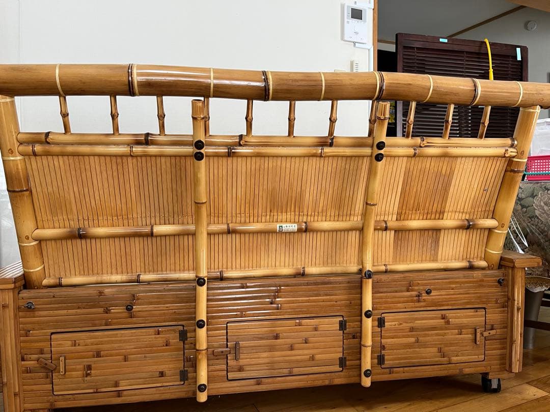 梅里竹芸　3人掛けソファベンチ収納付き　竹製