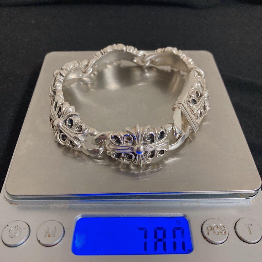 silver925フローラルクロスブレスレット 925ヴィンテージブレスレット