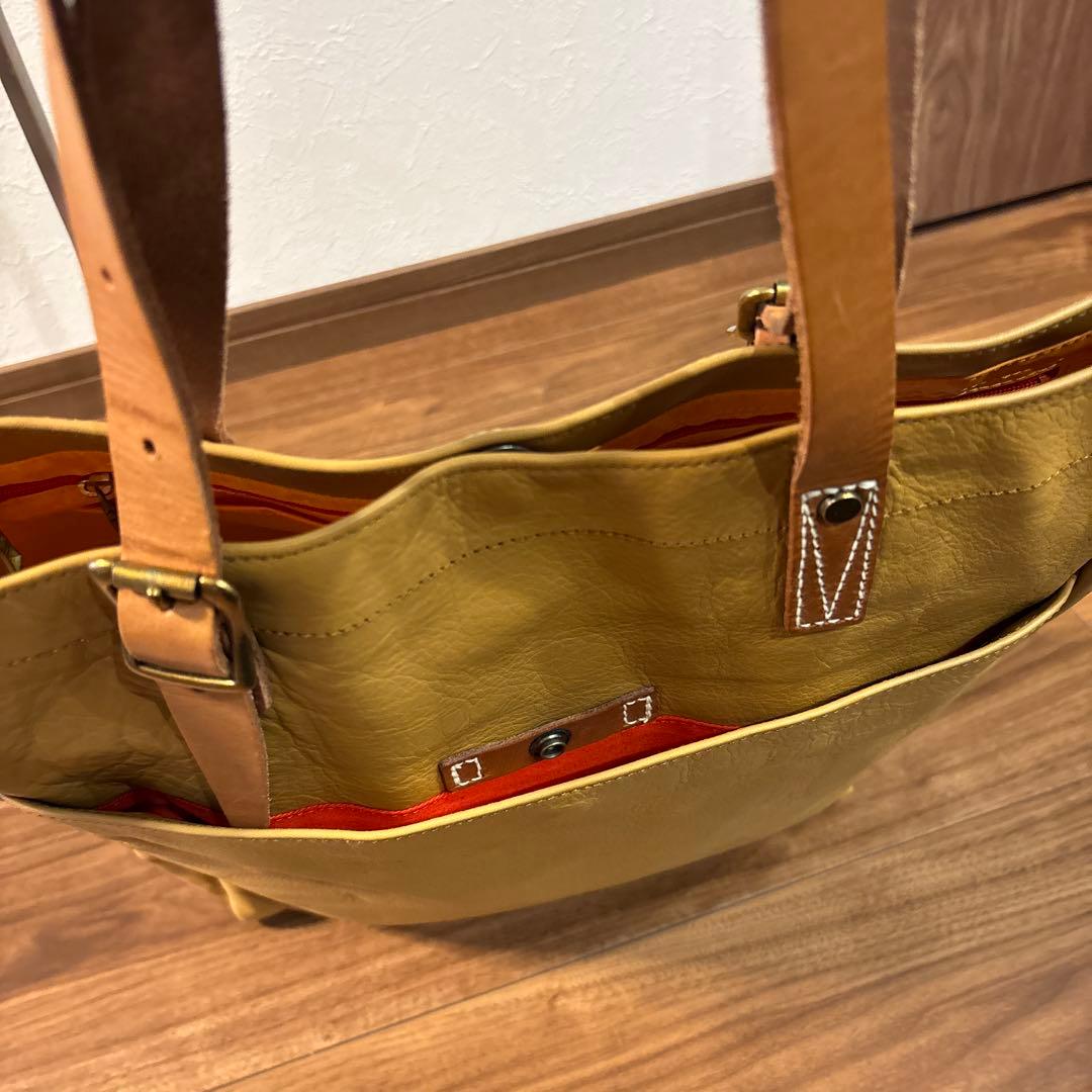 【美品】MSPC マスターピース レザー 本革製 トートバッグ マスタードA4◎