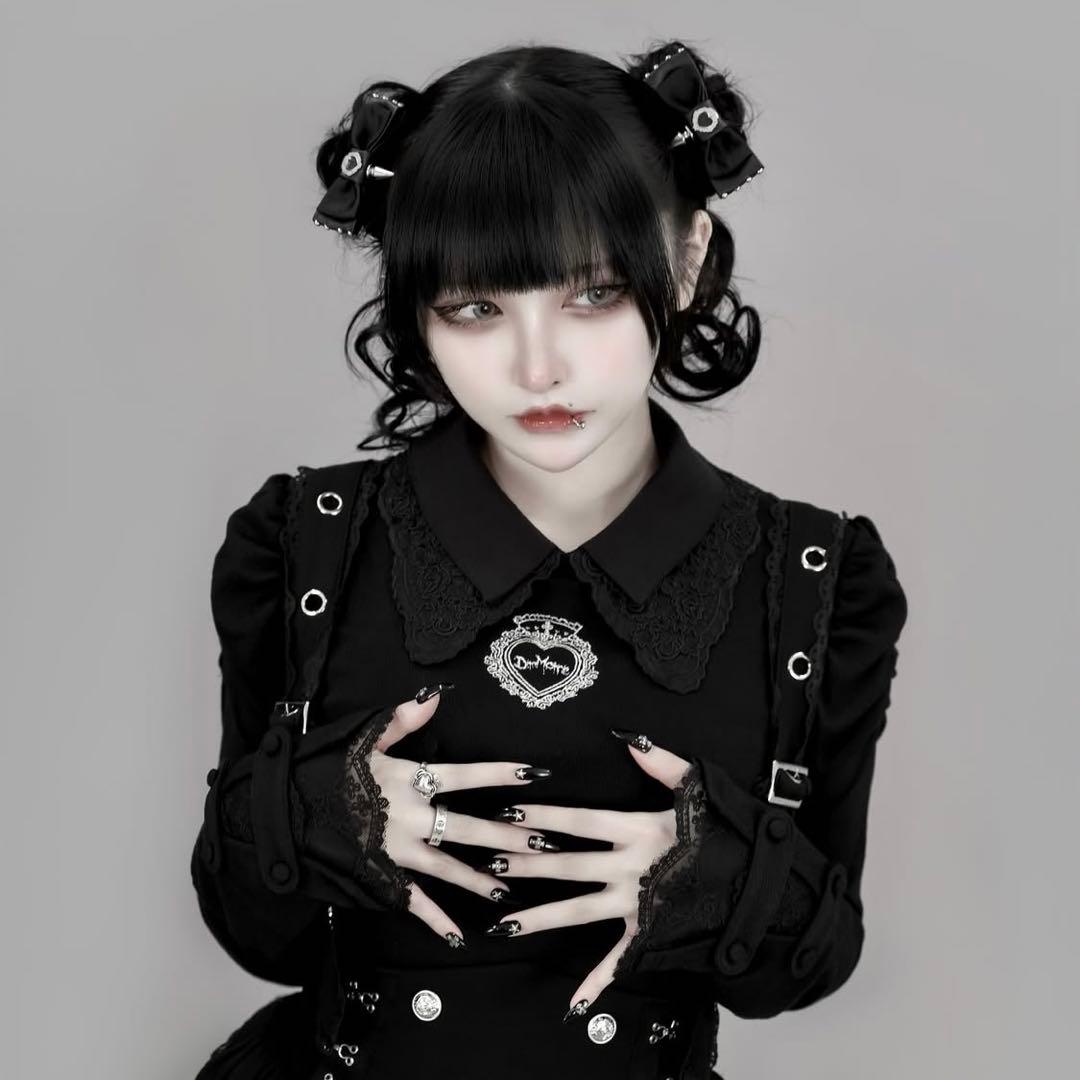 DimMoire おすましレース襟トップス　黒　Mサイズ