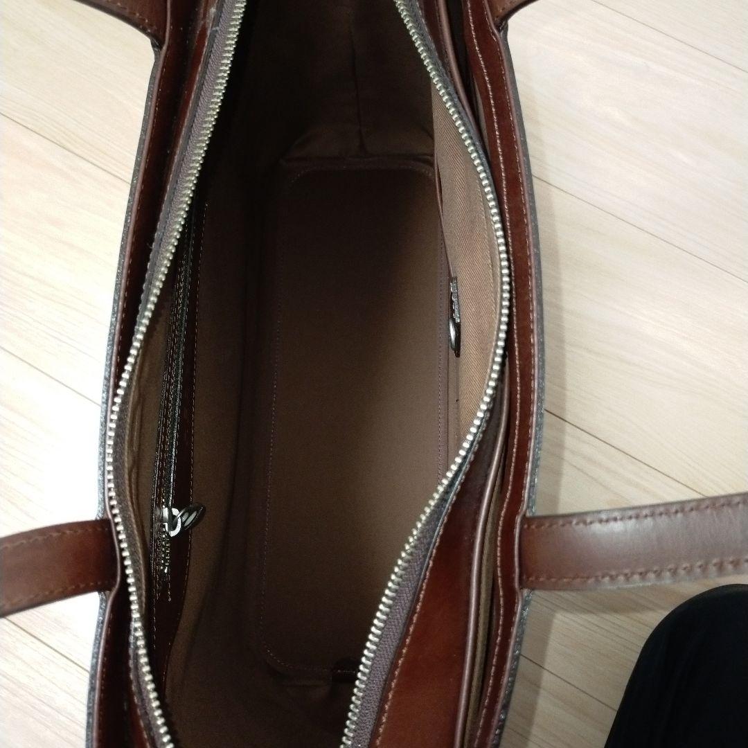 HERGOPOCH　ワキシングレザー トートバッグビジネスバッグ　ダークブラウン