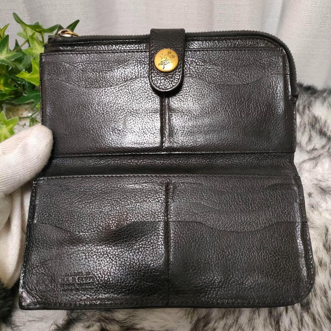 イルビゾンテ 長財布 ブラック L字ファスナー IL BISONTE 財布 黒革