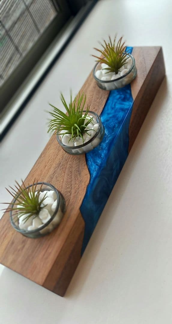 キャンドルホルダー　エアプランツホルダー　ティーライトキャンドル　ウッドレジン