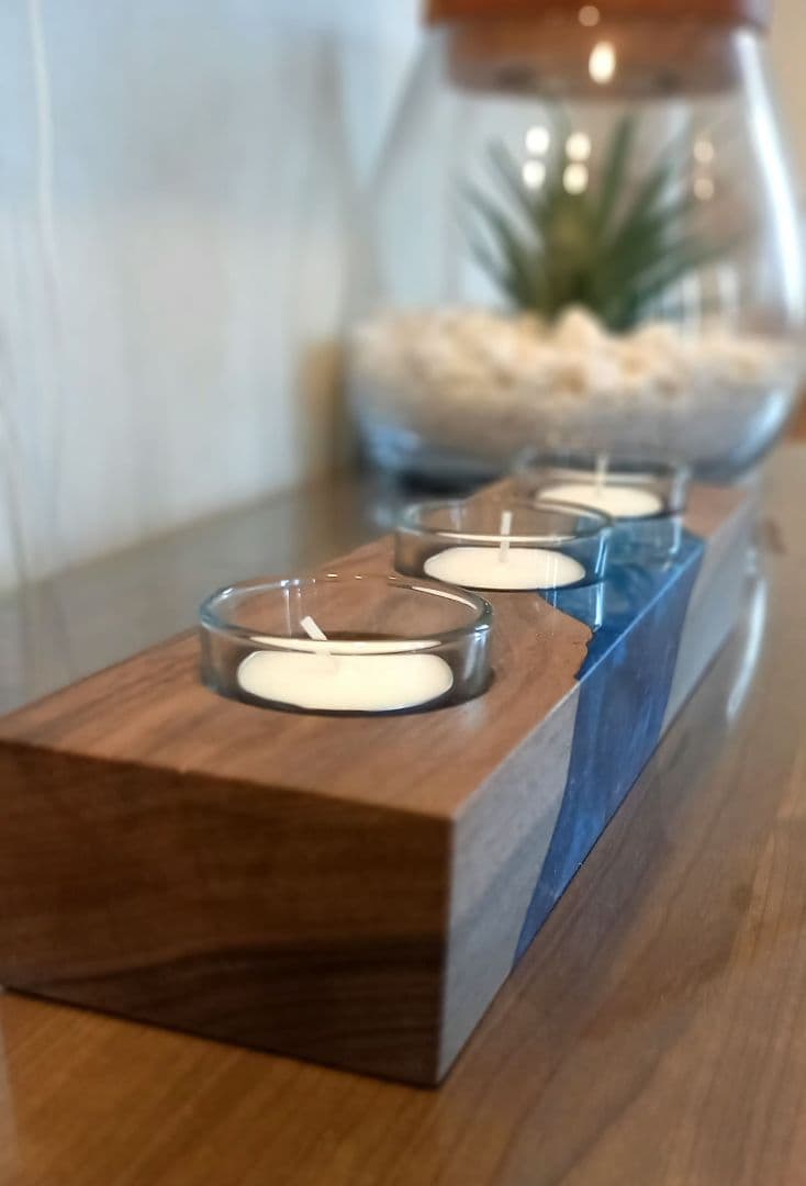 キャンドルホルダー　エアプランツホルダー　ティーライトキャンドル　ウッドレジン