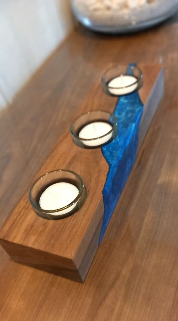 キャンドルホルダー　エアプランツホルダー　ティーライトキャンドル　ウッドレジン