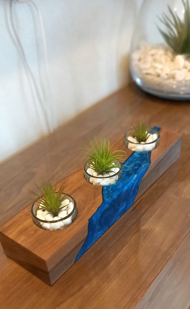 キャンドルホルダー　エアプランツホルダー　ティーライトキャンドル　ウッドレジン