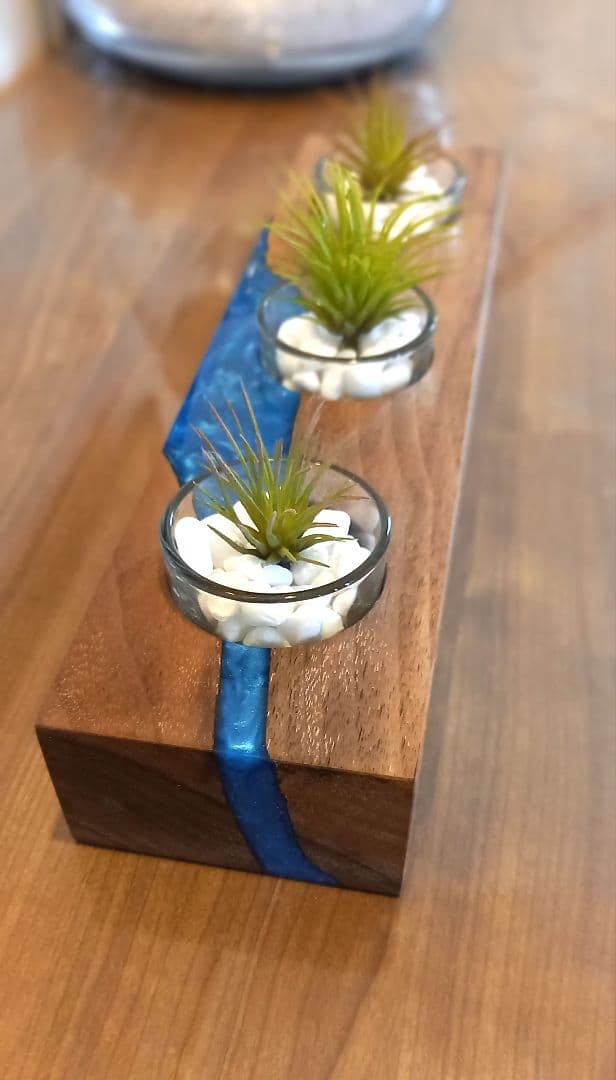 キャンドルホルダー　エアプランツホルダー　ティーライトキャンドル　ウッドレジン
